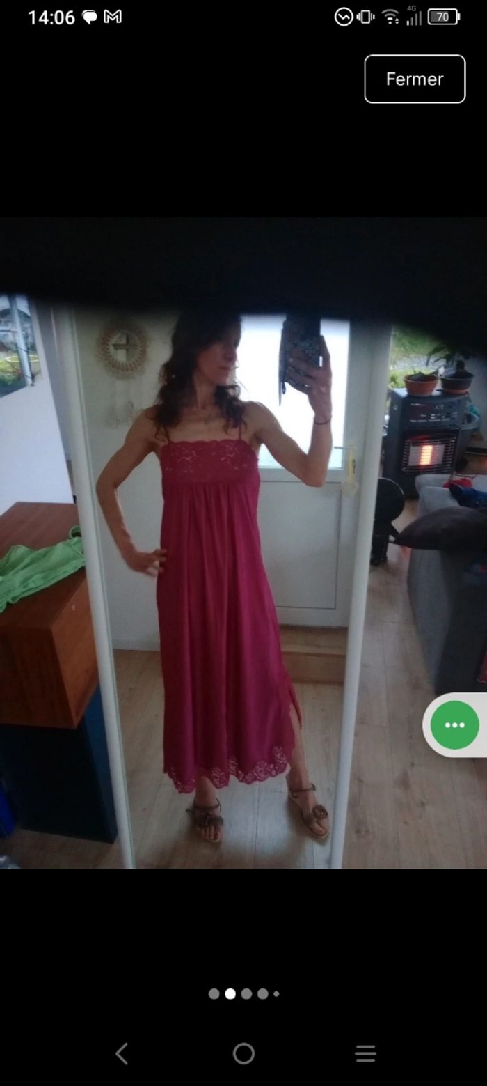 Nuisette longue 42 44 dentelée violet fushia c86 - photo numéro 2