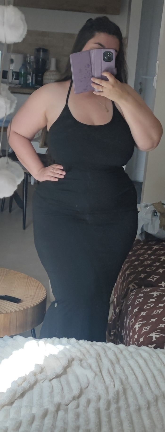 Robe longue noir a bretelles - taille xl - photo numéro 2
