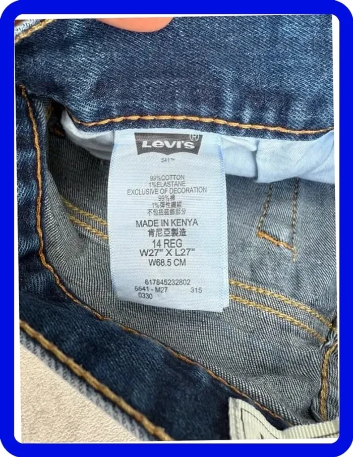 Jeans Levi's 541 W27 FR36 L27 coupe droite bleu Homme Men pan584b - photo numéro 7