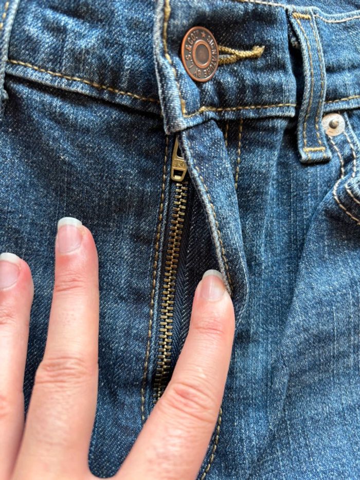 Jean Levi's femme Signature Gold bleu foncée brut M/38 W28 droite straight mi taille US rare - photo numéro 6