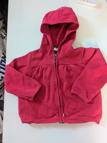 Gilet sweat rouge Petit Bateau 4 ans coton molleton