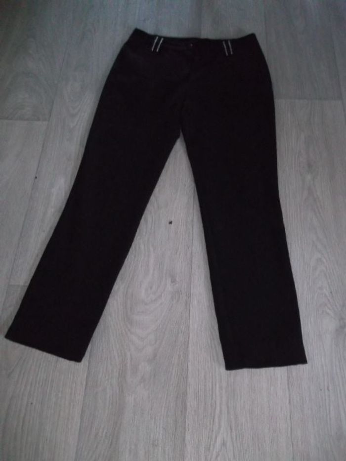 Pantalon noir habillé passants argentés 38 TBE