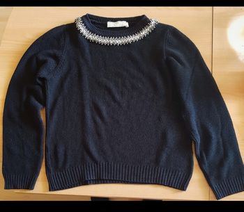 Pull noir col perle