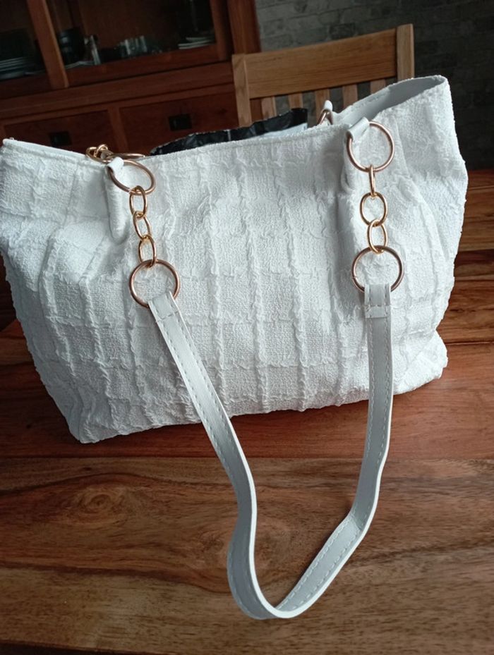 Sac à main en toile blanche - photo numéro 4