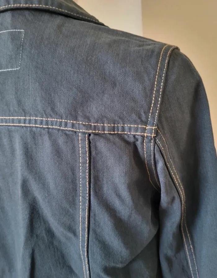 Veste en jean bleu pétrole gris Kiabi Taille XS ou 34 - photo numéro 7