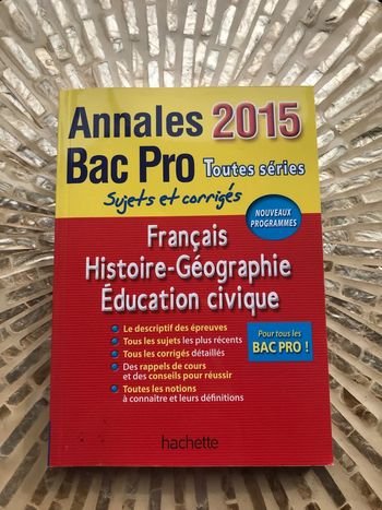 Livre annales bac pro toutes séries sujet et corrigé