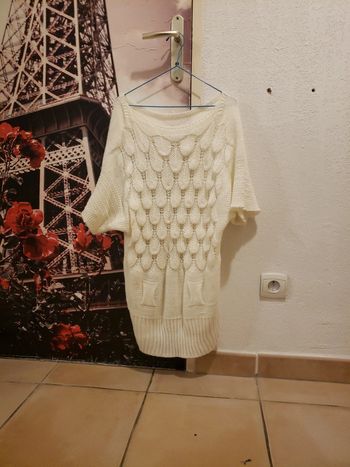 Pull manches courtes ecru