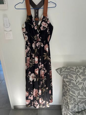 Robe longue bretelle cuir