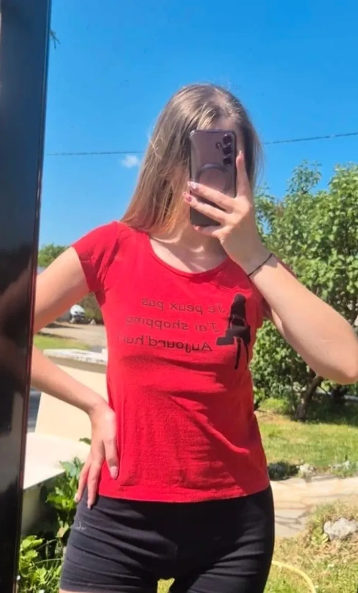 T-shirt imprimé Jpeux pas j'ai shopping aujourd'hui - photo numéro 4