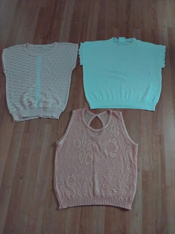 Pull vintage  manches courtes  multicolore à l unité