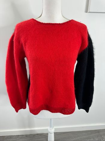 Robe rouge et noir en laine angora Vintage T38 M