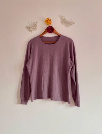 Pull femme en laine rose lilas