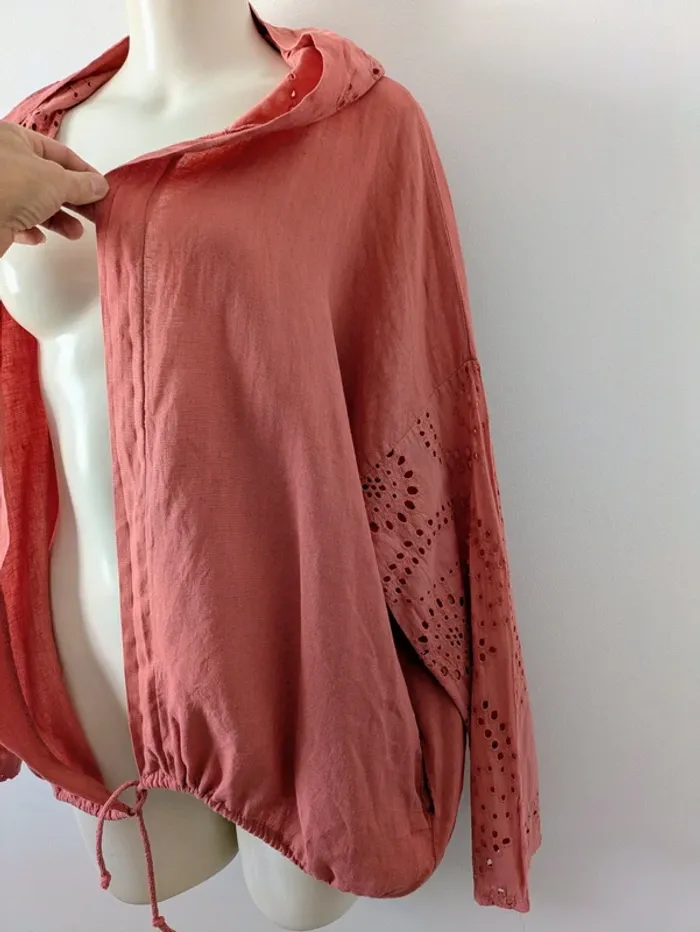 Veste d'été brodée en lin et coton à capuche - Culture Sud - taille unique - photo numéro 3