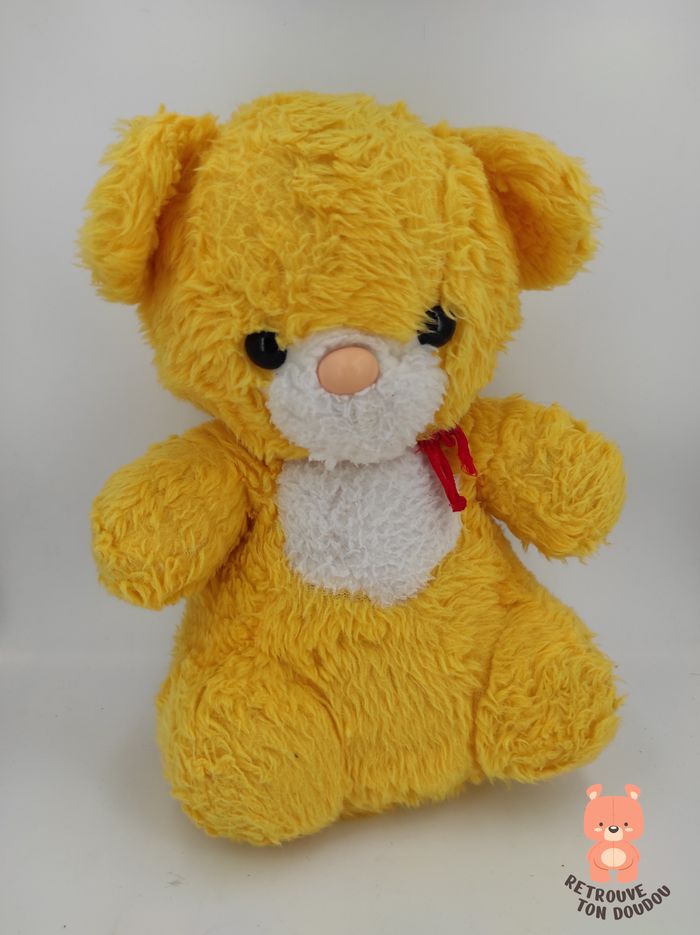 Ours en Peluche Jaune et Blanc Années 70'