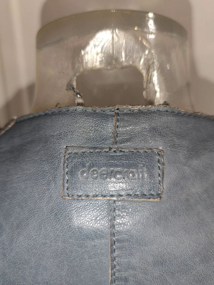 Veste cintrée / blazer / perfecto /spencer cuir  gris bleuté deercraft t 38 - photo numéro 5
