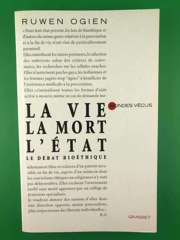 La vie, la mort, l'Etat - Ruwen Ogien