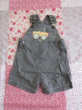 Salopette short en toile kaki 6 mois