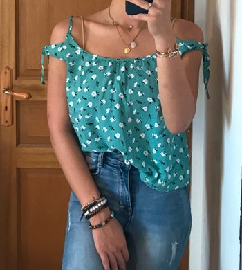 Top épaules dénudées turquoise