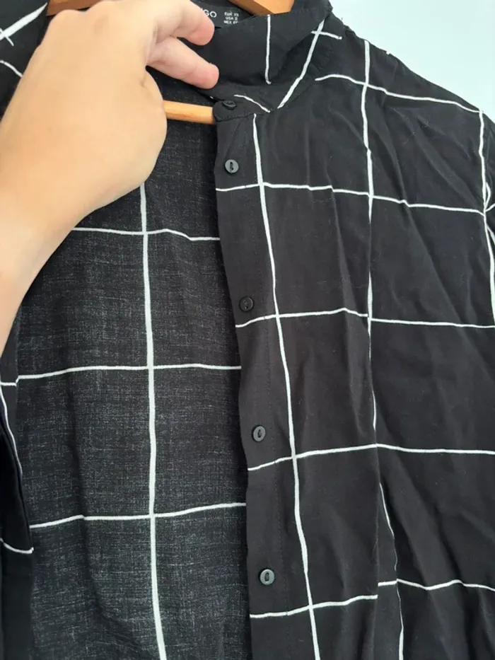 Chemise noir à carreaux blanc Mango Taille XS - photo numéro 6