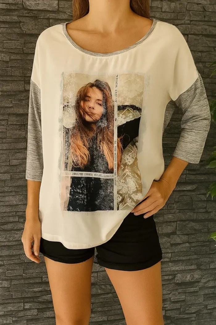🌟 🩶Blouse Fluide Manches 3/4 – M by Maiocci – Taille L 🌟🩶 TBE