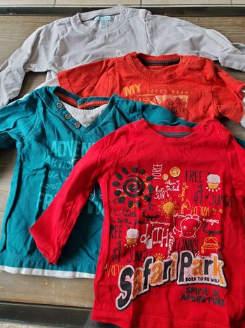 Lot 4 t-shirts manches longues 12 mois