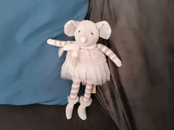Doudou Peluche Louise Mansen Souris Blanc Gris Argent Tutu 28Cm Neuf