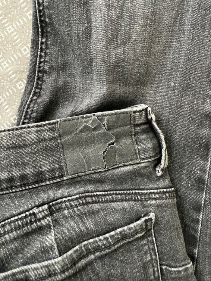 Jean slim skinny noir délavé uni basique simple double boutons - photo numéro 6
