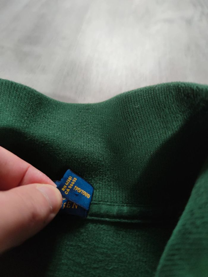 Pull Half Zip 1/4 Zip Col Camionneur Ralph Lauren Vert Logo Brodé Violet Taille 2XL Homme - photo numéro 8