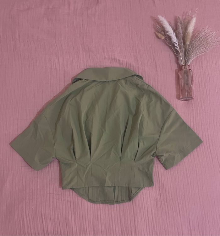 Chemise avec corset, kaki, manches courtes, pour femme - photo numéro 2