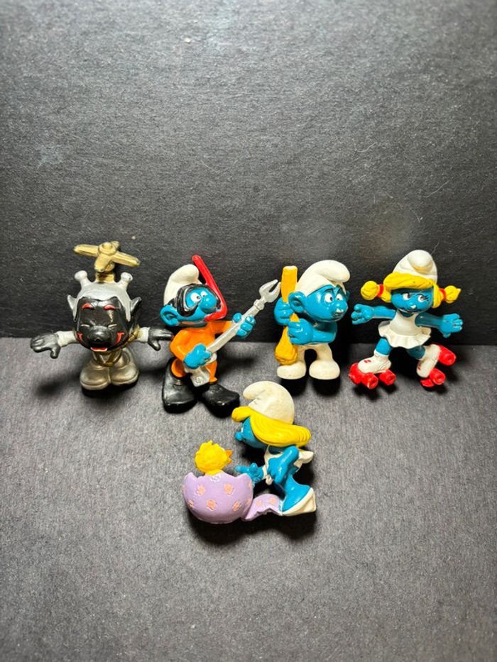 Lot de 5 figurines jouet schtroumpfs peyo schleich vintage