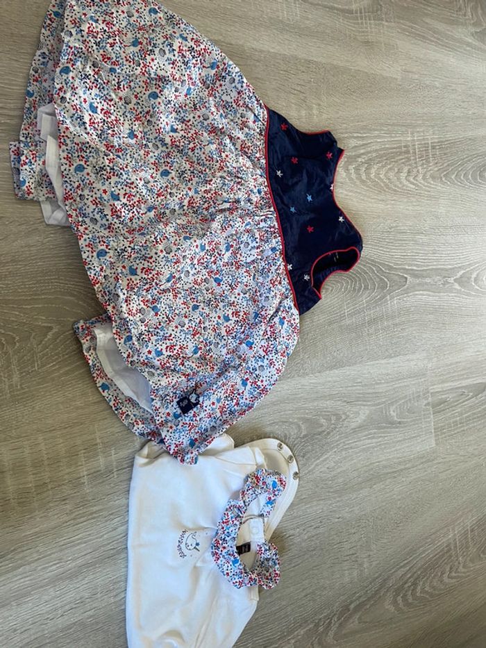 Robe sergent major bebe fille + body manche longue assorti
