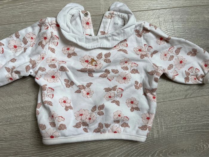 Sweat-shirt fleuri beige 3mois
