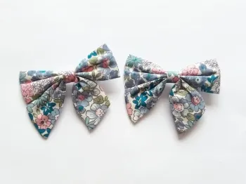 Lot ensemble barrettes noeuds liberty bleu