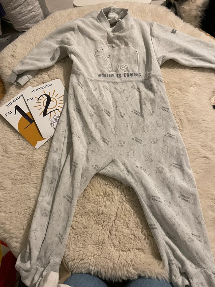 Pyjama velour gris 24 mois c&a
