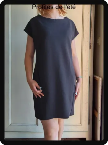 Robe droite noire texturée Camaieu