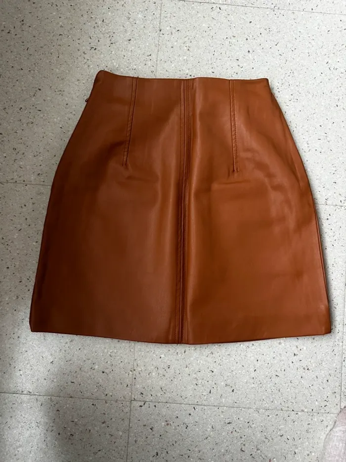 Jupe simili cuir marron H&M - photo numéro 3