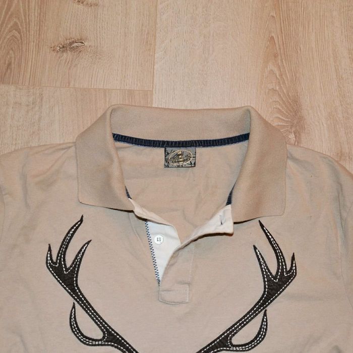 High Society Designed for Ritz Rosi Polo Col V Beige Homme Exclusive Vintage Deer Y2K (Taille M) - photo numéro 3