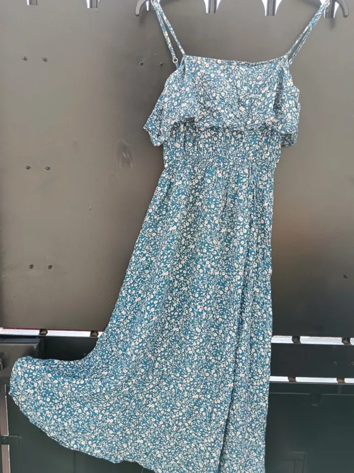 Robe d'été bleue évasée à fleurs Taille XS Shein