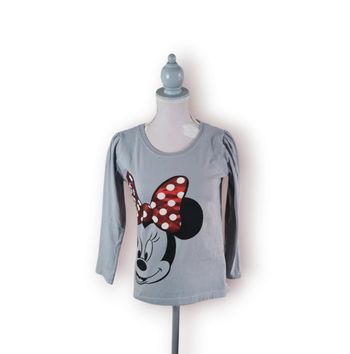 T shirt manches longues Minnie gris taille 9 ans