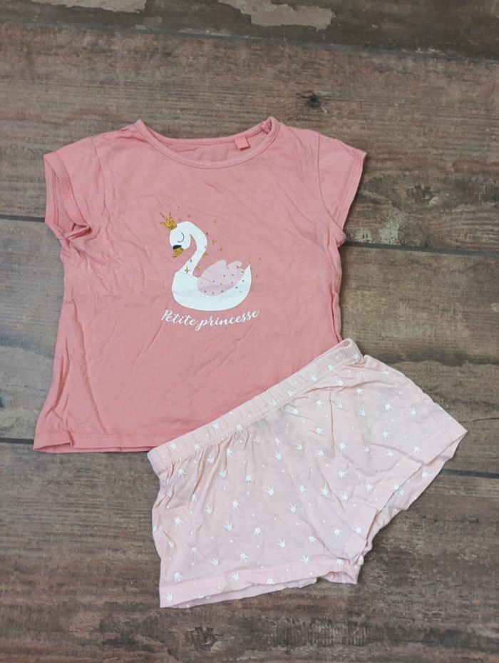 Pyjashort pyjama été léger manches courtes Fille 4 ans Cygne petite princesse Fpc