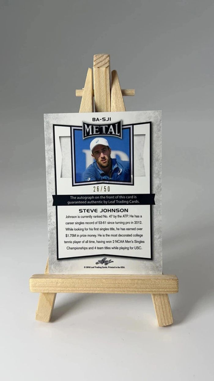 Steve Johnson 2016 Leaf Metal Tennis VIOLET réfracteur Autographe Auto #'d 10/25 - photo numéro 4