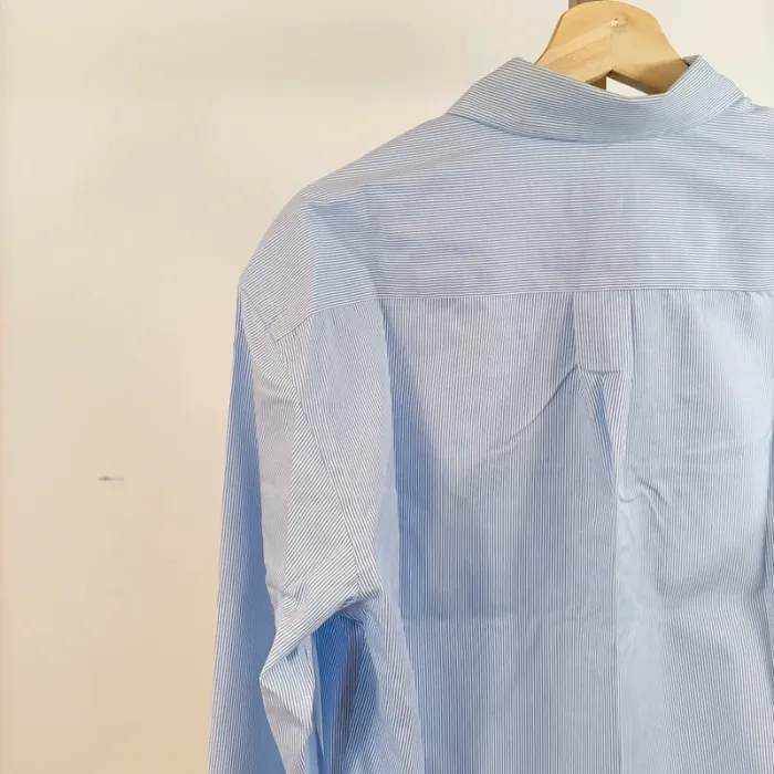 Chemise rayée bleu clair col boutonné coupe droite manches longues homme taille M A880 - photo numéro 11
