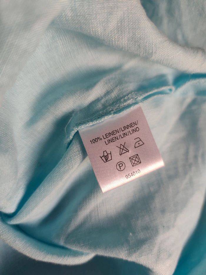 Chemise manches longues bleu ciel 100% lin best connection 46 - photo numéro 4