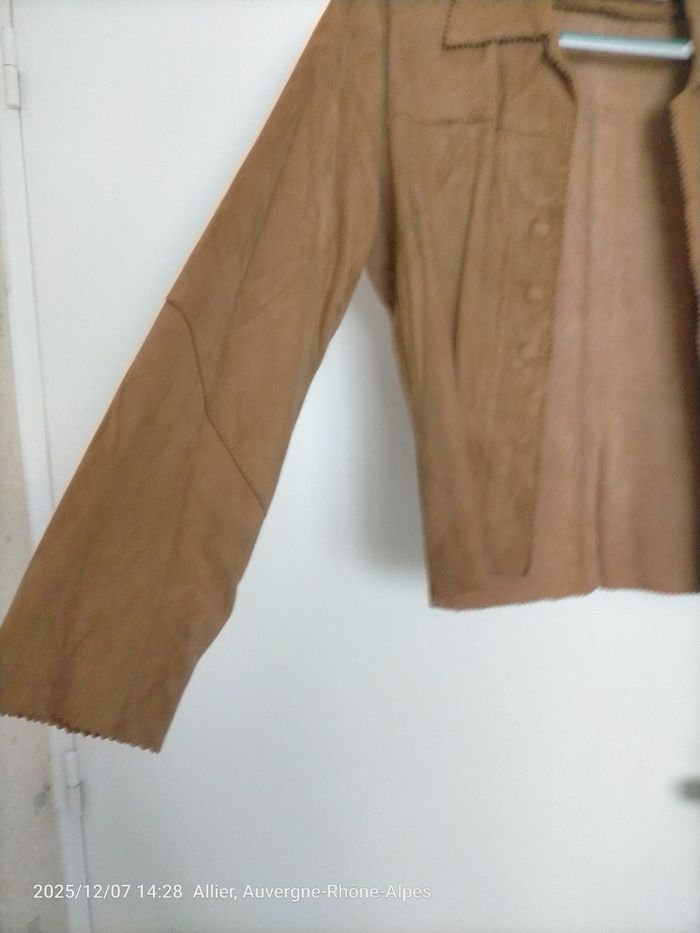 Veste chemise agneau velours couleur marron - photo numéro 5