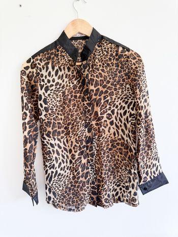 Chemise manches longues léopard marron noir beige taille 40 L