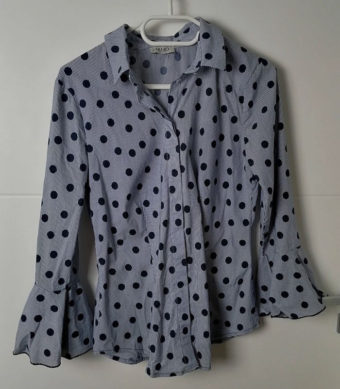 Chemise à rayures et gros pois bleu marine et blanc Taille S Liu Jo - photo numéro 7