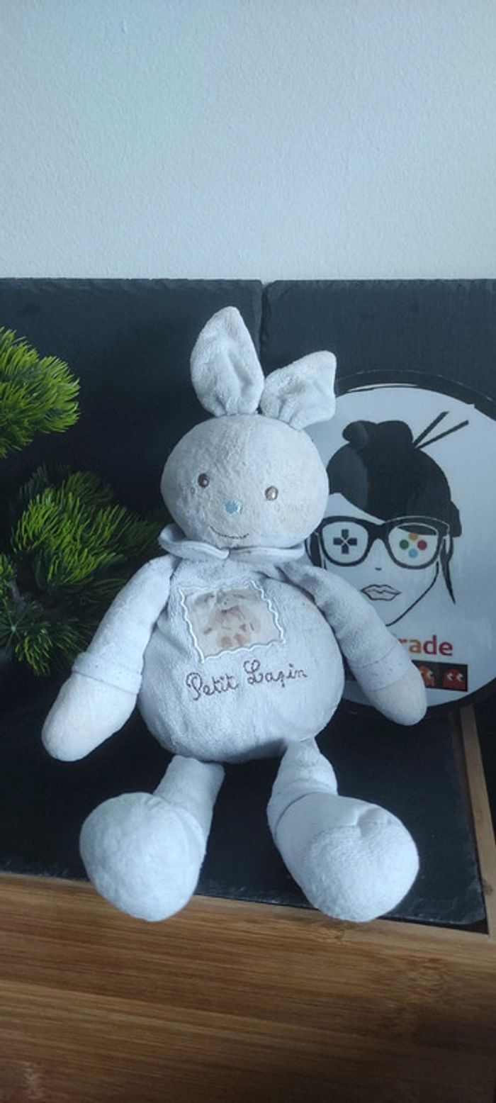 peluche Doudou lapin beige blanc crème Petit Lapin nounours ancien vintage Image