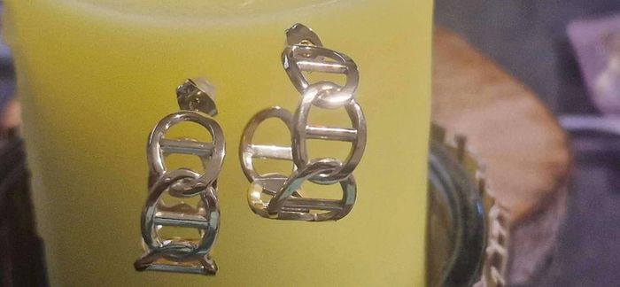 Boucles d’oreilles créoles moyennes maillons farandole acier inoxydable or