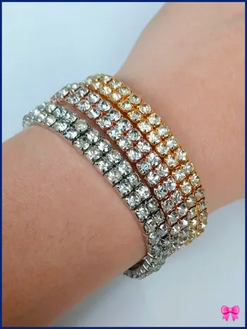 Bracelet multirangs strass argenté doré rosé tendance