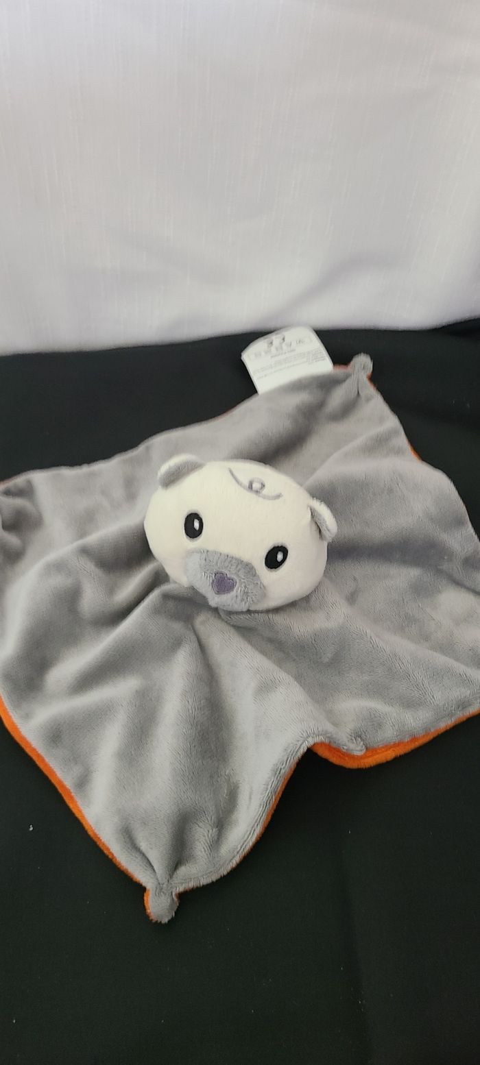 Doudou Soft Ours Cœur ❤️ Gris/Orange